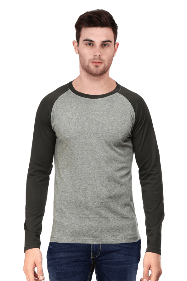 Male Raglan Full Sleeve | Black Charcoal Melange