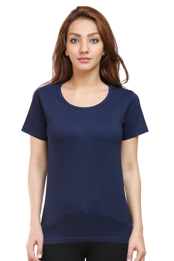 Female Round Neck Half Sleeve Classic  | Navy Blue