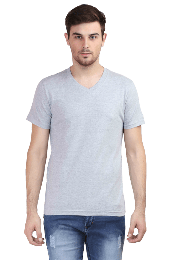 Male Vneck Half Sleeve | Grey Melange