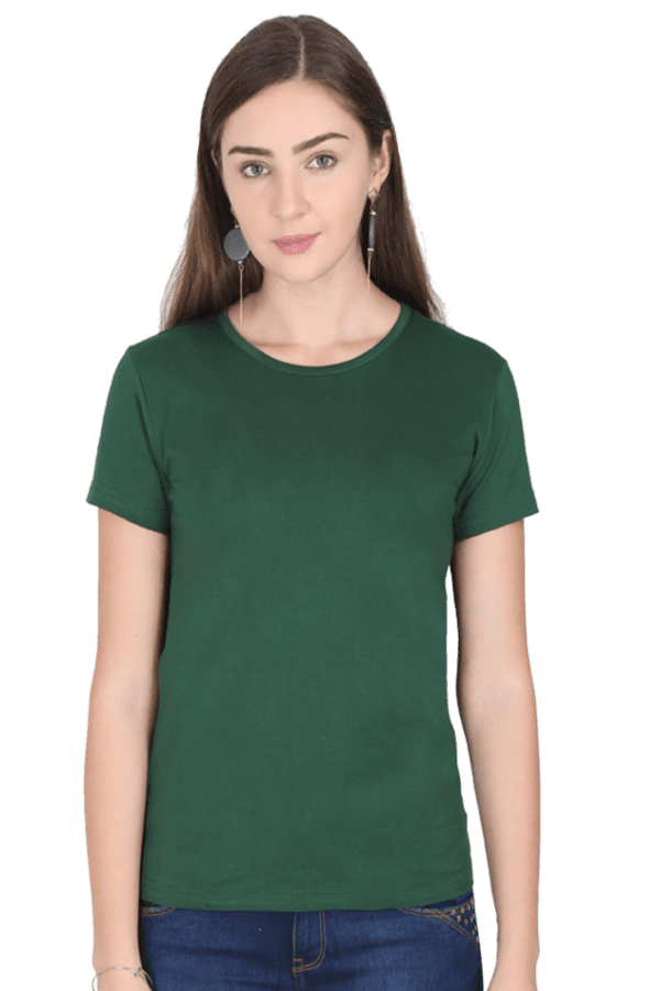 Female Round Neck Half Sleeve Classic  | Bottle Green