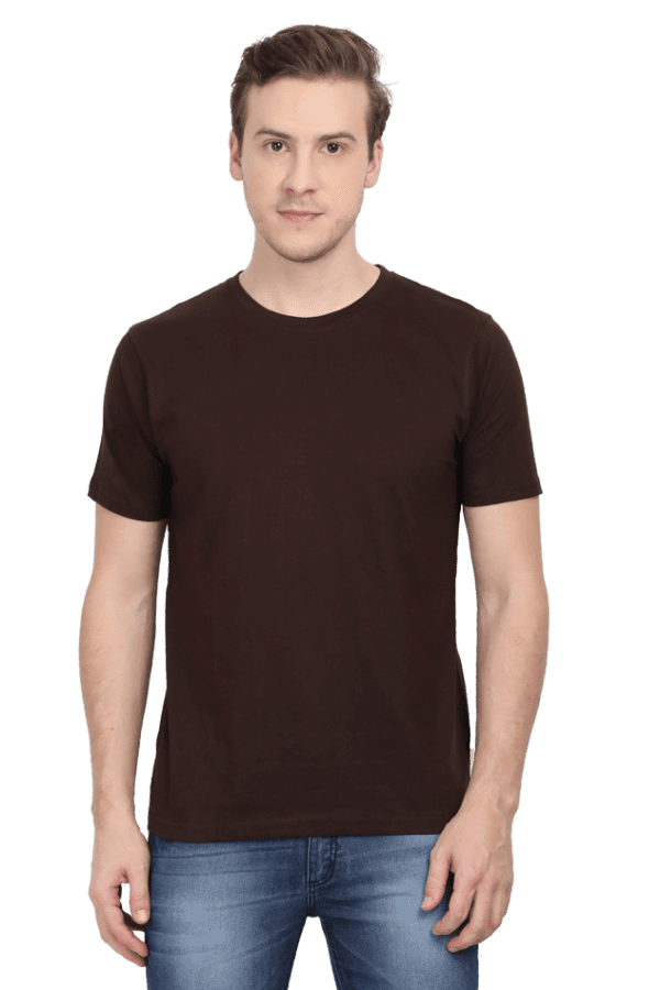 Male Round Neck Half Sleeve Classic | Coffee Brown