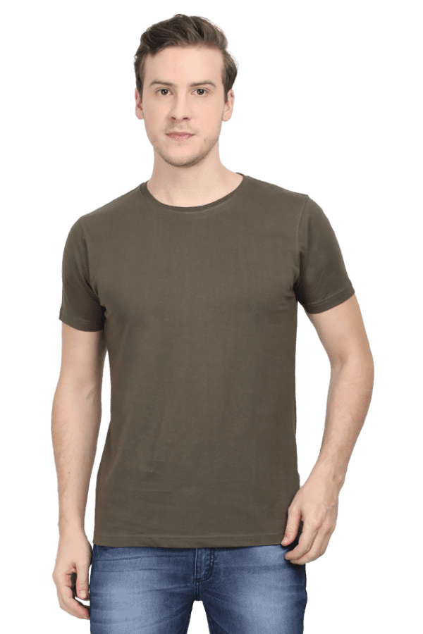 Male Round Neck Half Sleeve Classic | Olive Green