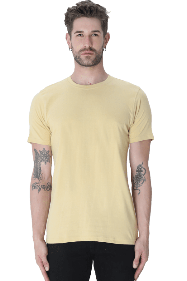 Male Round Neck Half Sleeve Classic | Beige