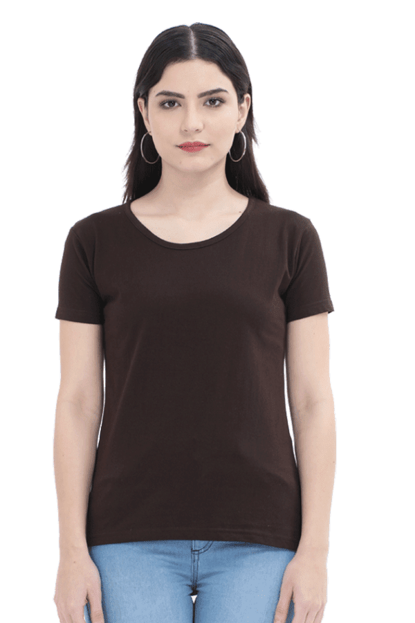 Female Round Neck Half Sleeve Classic  | Coffee Brown