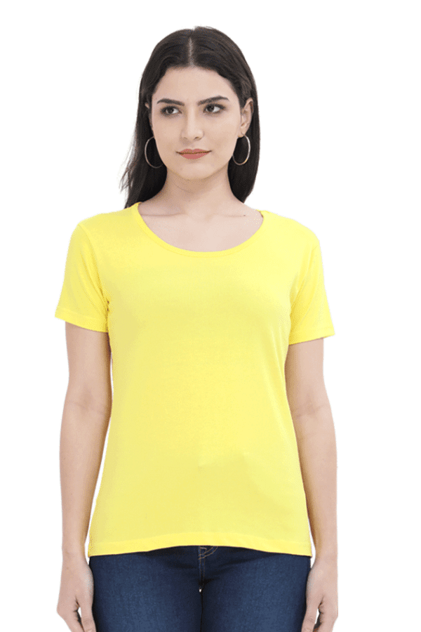 Female Round Neck Half Sleeve Classic | New Yellow