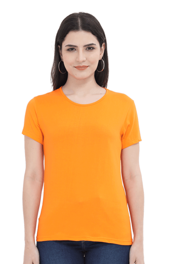 Female Round Neck Half Sleeve Classic  | Orange