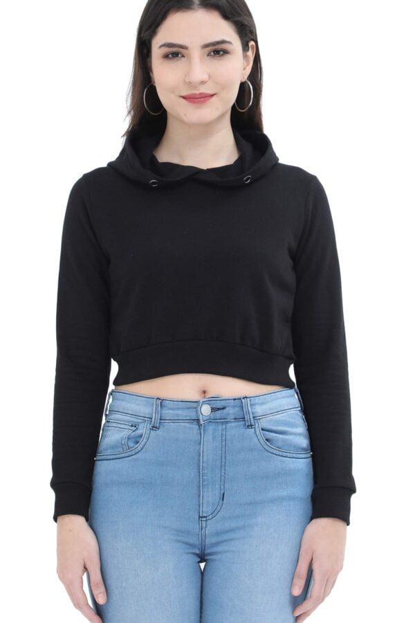 Female Crop Hoodies | Black