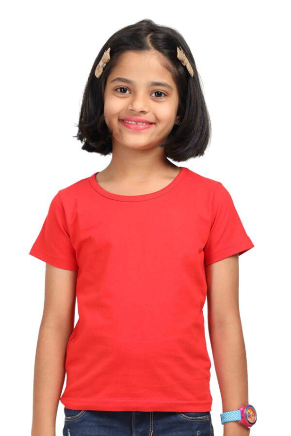 Girl Round Neck Half Sleeve Classic | Red