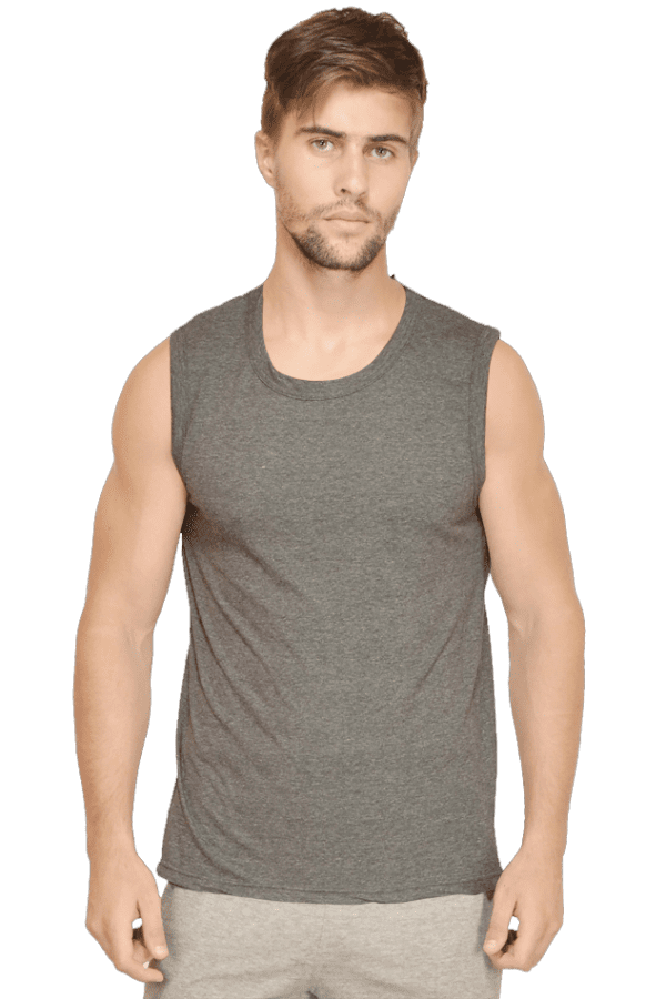 Male Round Neck Sleeveless | Charcoal Melange