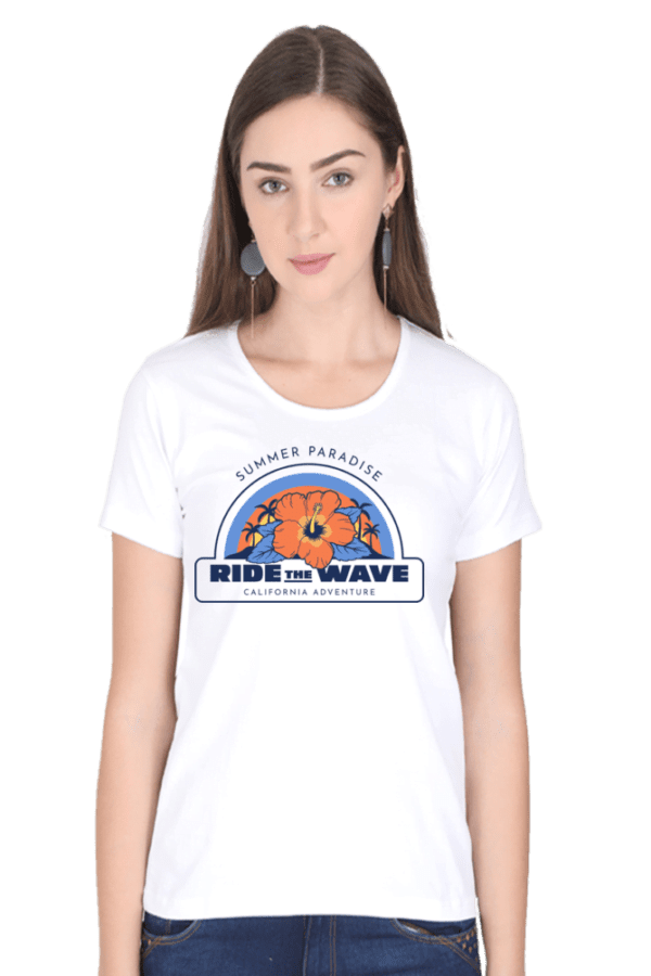 Female Round Neck Half Sleeve Classic | Ride the wave