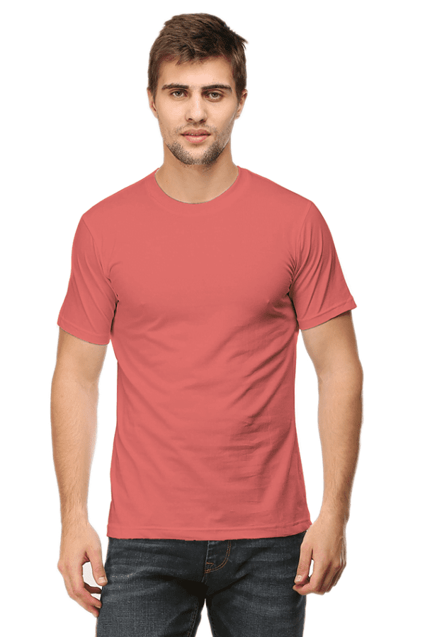 Male Round Neck Half Sleeve Classic Coral S