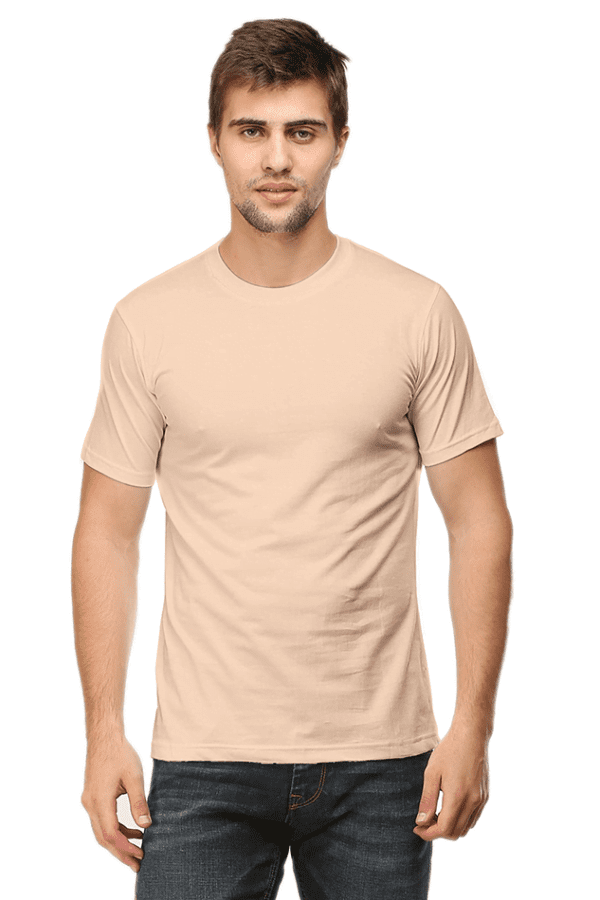 Male Round Neck Half Sleeve Classic Peach S