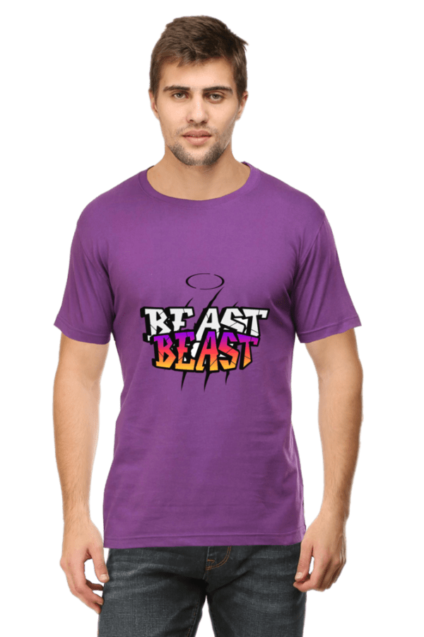Male Round Neck Half Sleeve Classic Purple S || Beast