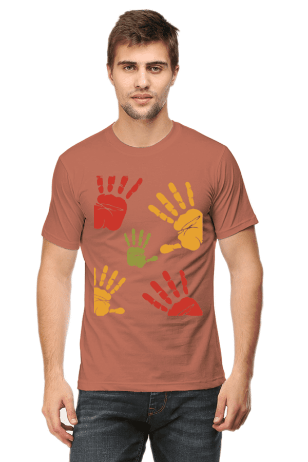 Male Round Neck Half Sleeve Classic || palm Impression