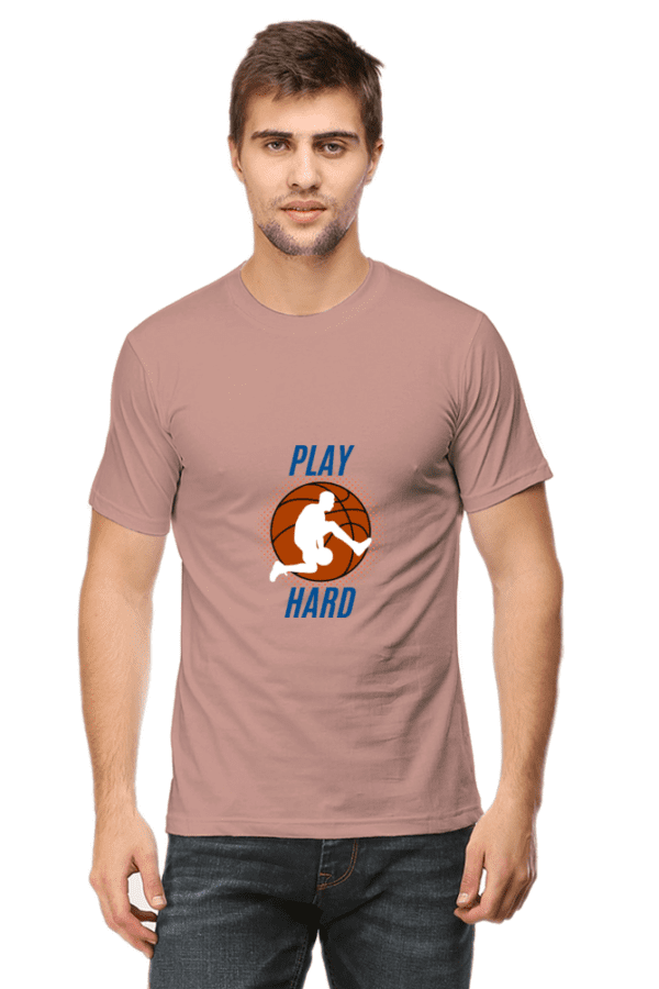 Male Round Neck Half Sleeve Classic Grey Melange ||  Play Hard