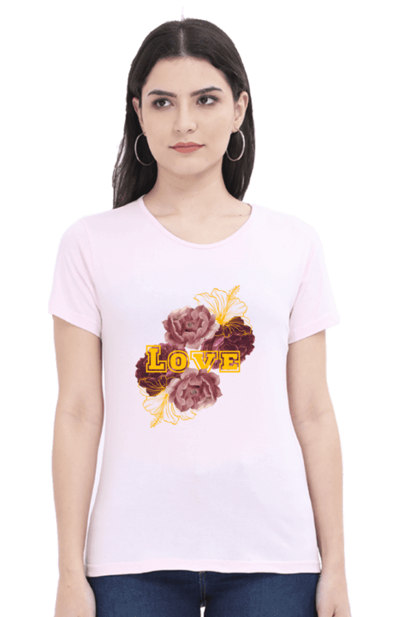 Female Round Neck Half Sleeve Classic || Love
