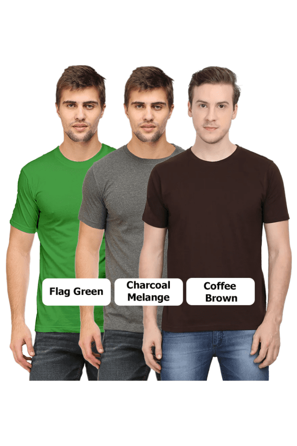 Men's t-shirt combo | Flag Green, Coffee Brown, Charcoal Melange