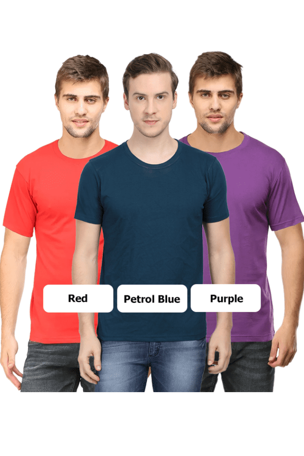 Men's t-shirt combo |  Petrol Blue, Purple, Red