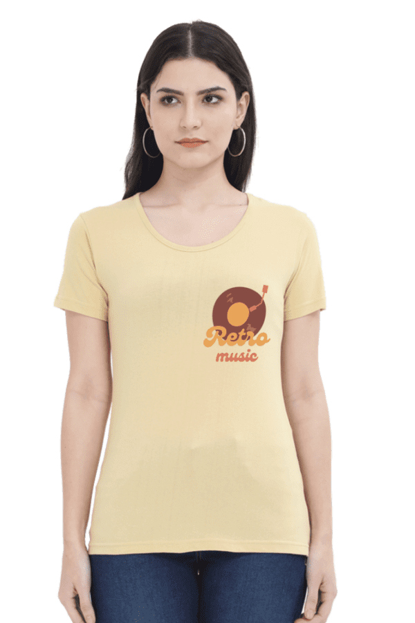 Female Round Neck Half Sleeve Classic || Retro music