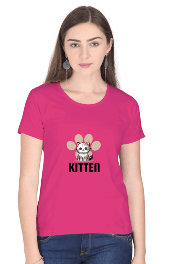 Female Round Neck Half Sleeve Classic || Kitten