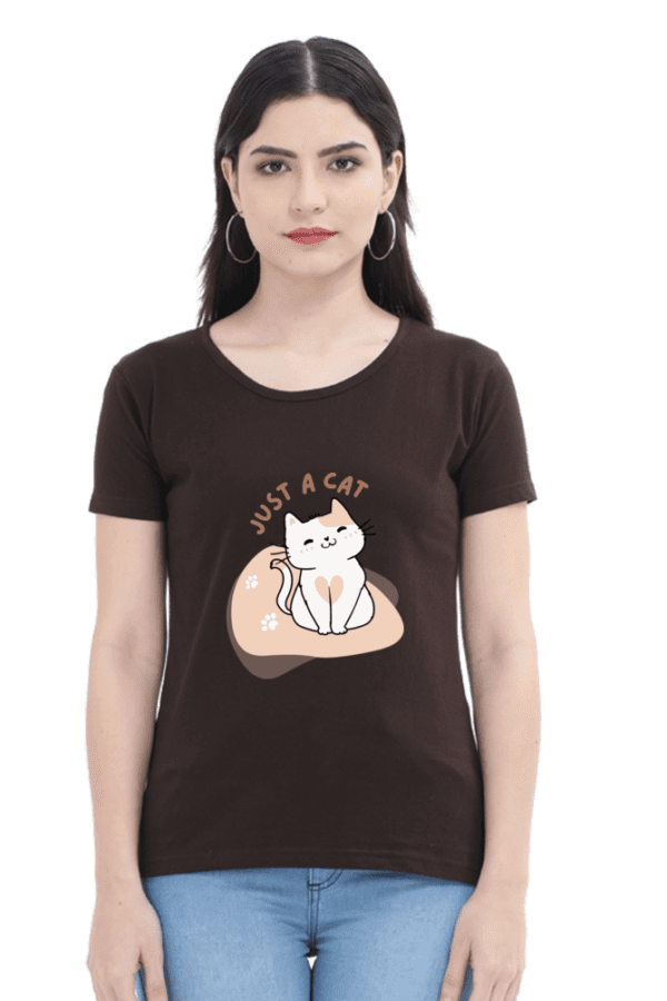 Female Round Neck Half Sleeve Classic || Just Cat