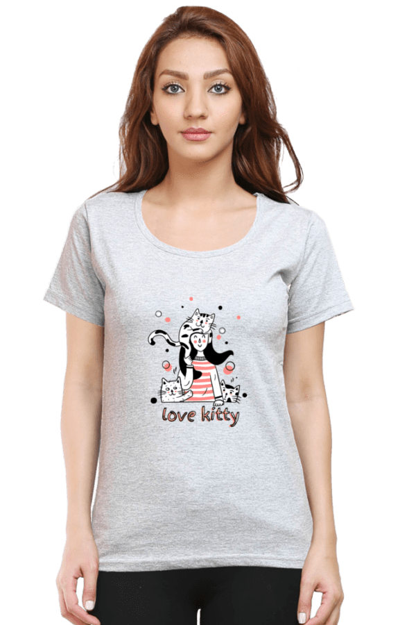 Female Round Neck Half Sleeve Classic || Love Kitty