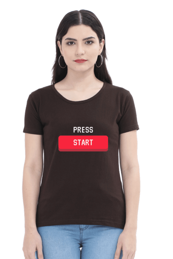 Female Round Neck Half Sleeve Classic || Press Start