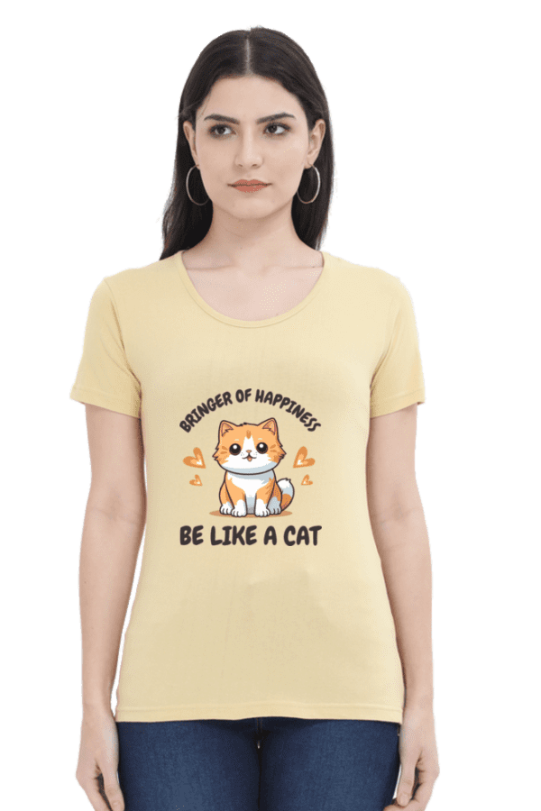 Female Round Neck Half Sleeve Classic || Be Like a cat