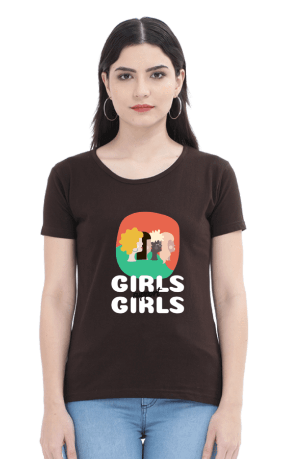 Female Round Neck Half Sleeve Classic || Girls Support Girls