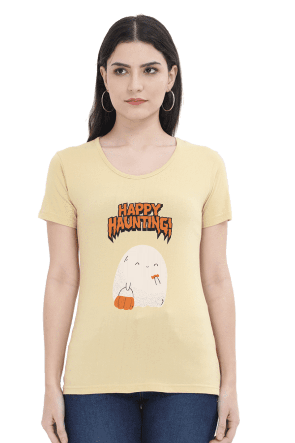 Female Round Neck Half Sleeve Classic || Happy Haunting