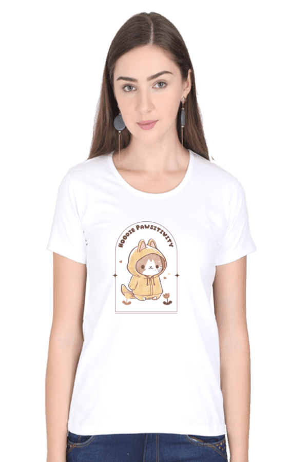 Female Round Neck Half Sleeve Classic || Hoodie Pawsitivity