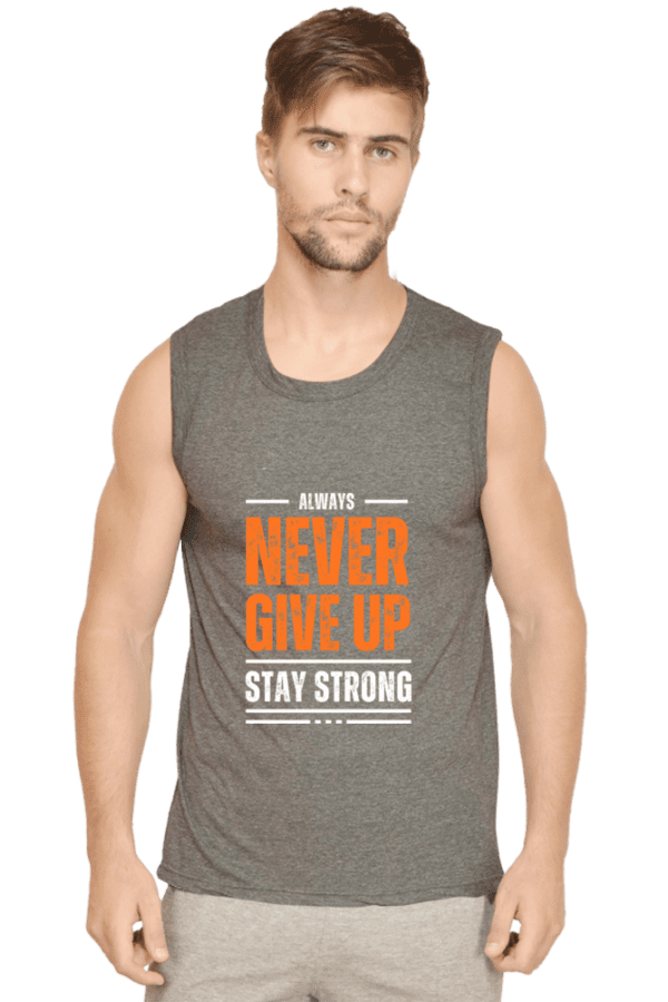 Male Sleeveless Gym T-Shirt || Never GiveUp