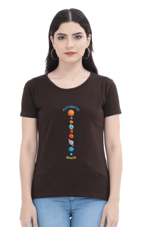 Female Round Neck Half Sleeve Classic || Futuristic Space
