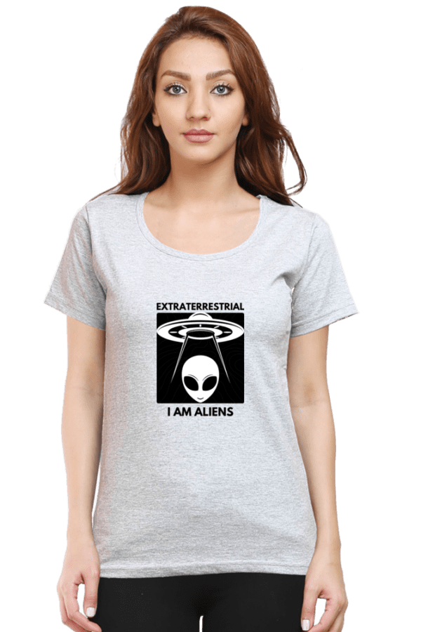 Female Round Neck Half Sleeve Classic || I'm Alien