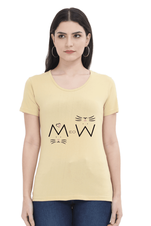 Female Round Neck Half Sleeve Classic || Meow