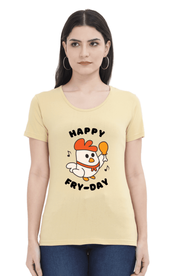 Female Round Neck Half Sleeve Classic || Happy Fry day