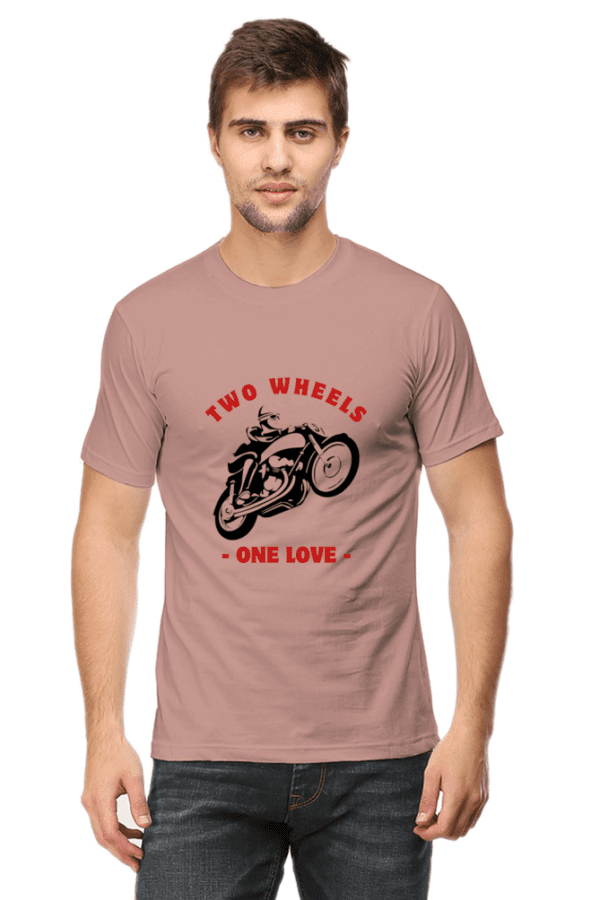 Male Round Neck Half Sleeve Classic || Two Wheels One Love