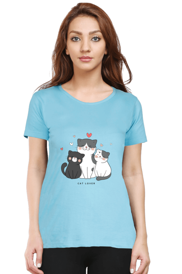 Female Round Neck Half Sleeve Classic || Cat Lovers